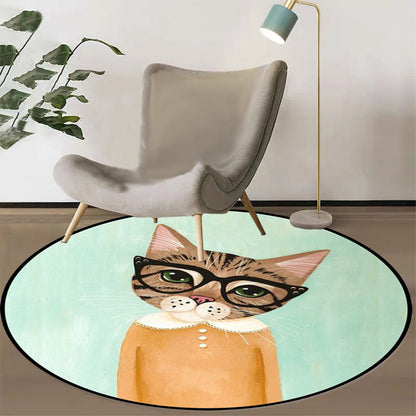 Casual Kids Rug in Pink and Blue Animal Cat Pattern Rug Polyester Stain-Resistant Non-Slip Carpet for Nursery - Light Brown - Clearhalo - 'Area Rug' - 'Rug' - 1648645