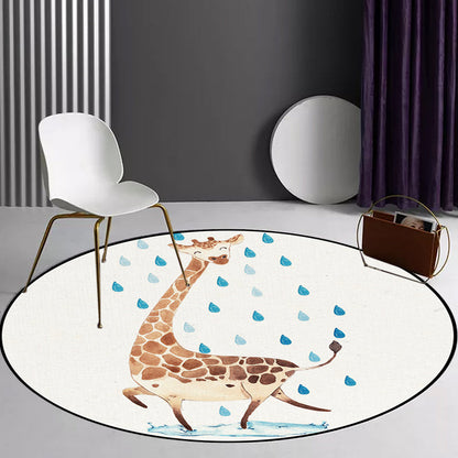 Kids Bedroom Rug in White Animal Fox Koala Alpaca Print Rug Polyester Pet Friendly Washable Area Rug - Clearhalo - 'Area Rug' - 'Rug' - 1648666