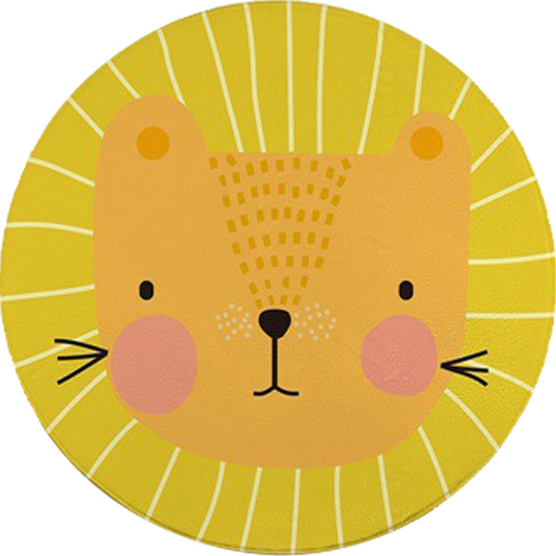 Red and Yellow Child's Room Rug Kids Animal Cat Bear Giraffe Pattern Area Rug Polyester Pet Friendly Washable Carpet - Clearhalo - 'Area Rug' - 'Rug' - 1648693