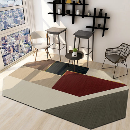 Modern Living Room Irregular Rug in Brown Color Block Pattern Rug Polyester Machine Washable Area Rug - Brown - Clearhalo - 'Area Rug' - 'Rug' - 1648715