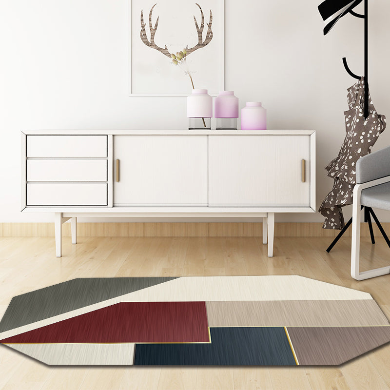 Modern Living Room Irregular Rug in Brown Color Block Pattern Rug Polyester Machine Washable Area Rug - Clearhalo - 'Area Rug' - 'Rug' - 1648716