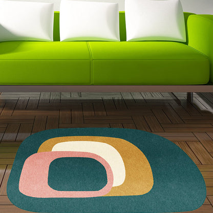 Irregular Bedroom Rug in Green Modern Colorblock Pattern Area Rug Polyester Pet Friendly Non-Slip Carpet