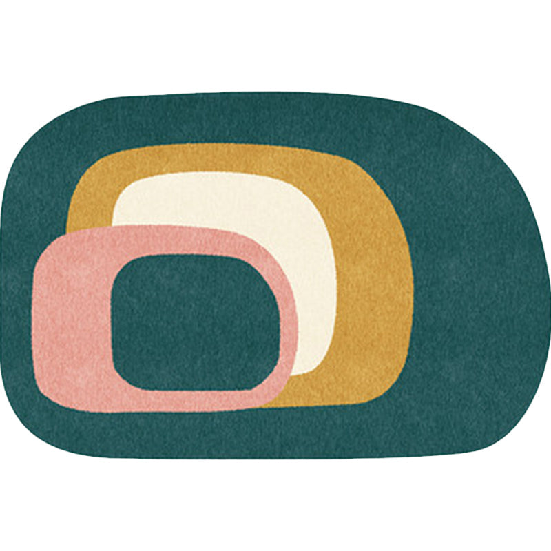 Irregular Bedroom Rug in Green Modern Colorblock Pattern Area Rug Polyester Pet Friendly Non-Slip Carpet - view 3