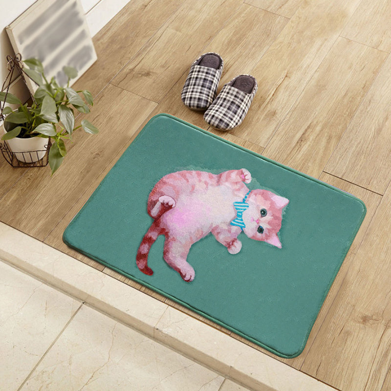 Unique Kids Rug in Blue and Green Animal Cat Pattern Rug Polyester Washable Carpet for Children's Room Clearhalo 'Area Rug' 'Rug' 1648753
