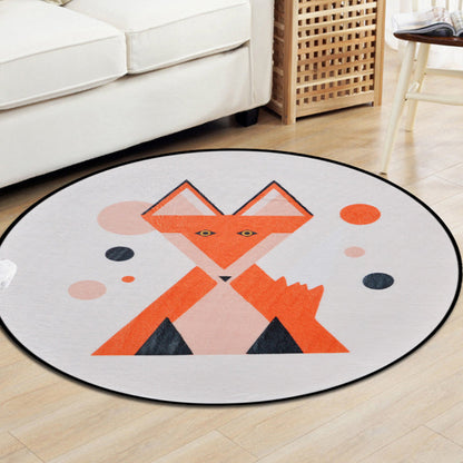 Brown and White Nursery Rug Kids Animal Fox Deer Geometry Pattern Area Rug Polyester Stain-Resistant Carpet - Yellow - Clearhalo - 'Area Rug' - 'Rug' - 1648759