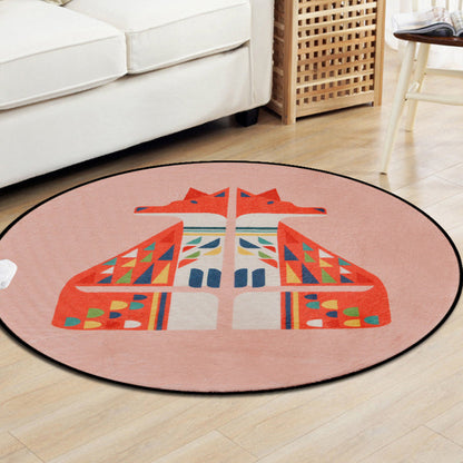 Brown and White Nursery Rug Kids Animal Fox Deer Geometry Pattern Area Rug Polyester Stain-Resistant Carpet - Brown - Clearhalo - 'Area Rug' - 'Rug' - 1648765