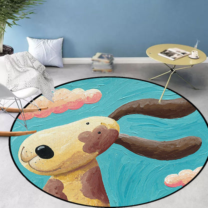 Kids Bedroom Rug in Blue Animal Dog Cloud Print Rug Polyester Machine Washable Area Rug - Blue - Clearhalo - 'Area Rug' - 'Rug' - 1648776