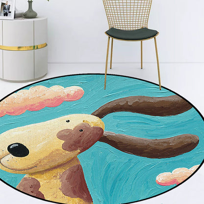 Kids Bedroom Rug in Blue Animal Dog Cloud Print Rug Polyester Machine Washable Area Rug - Clearhalo - 'Area Rug' - 'Rug' - 1648777