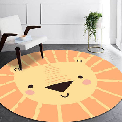 Kids Bedroom Rug in Yellow Animal Lion Print Rug Polyester Pet Friendly Anti-Slip Area Rug - Yellow - Clearhalo - 'Area Rug' - 'Rug' - 1648799