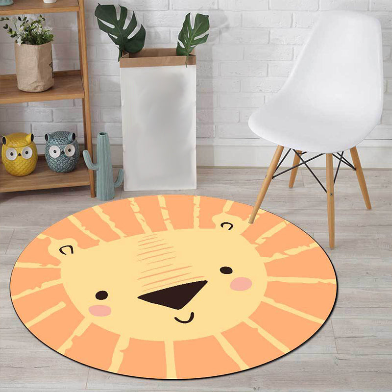 Kids Bedroom Rug in Yellow Animal Lion Print Rug Polyester Pet Friendly Anti-Slip Area Rug - Clearhalo - 'Area Rug' - 'Rug' - 1648800