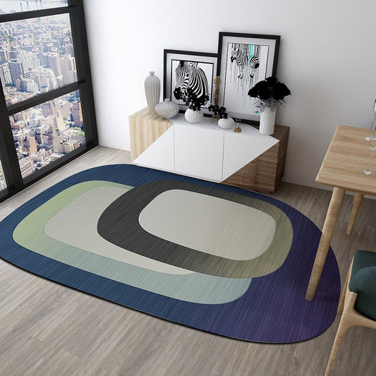 Irregular Bedroom Rug in Green and Pink Modern Colorblock Arc Pattern Area Rug Polyester Washable Carpet