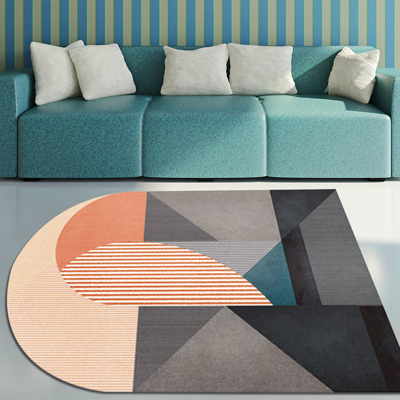 Modern Living Room Irregular Rug in Grey and Yellow Color Block Stripe Pattern Rug Polyester Non-Slip Area Rug - Grey - Clearhalo - 'Area Rug' - 'Rug' - 1648817