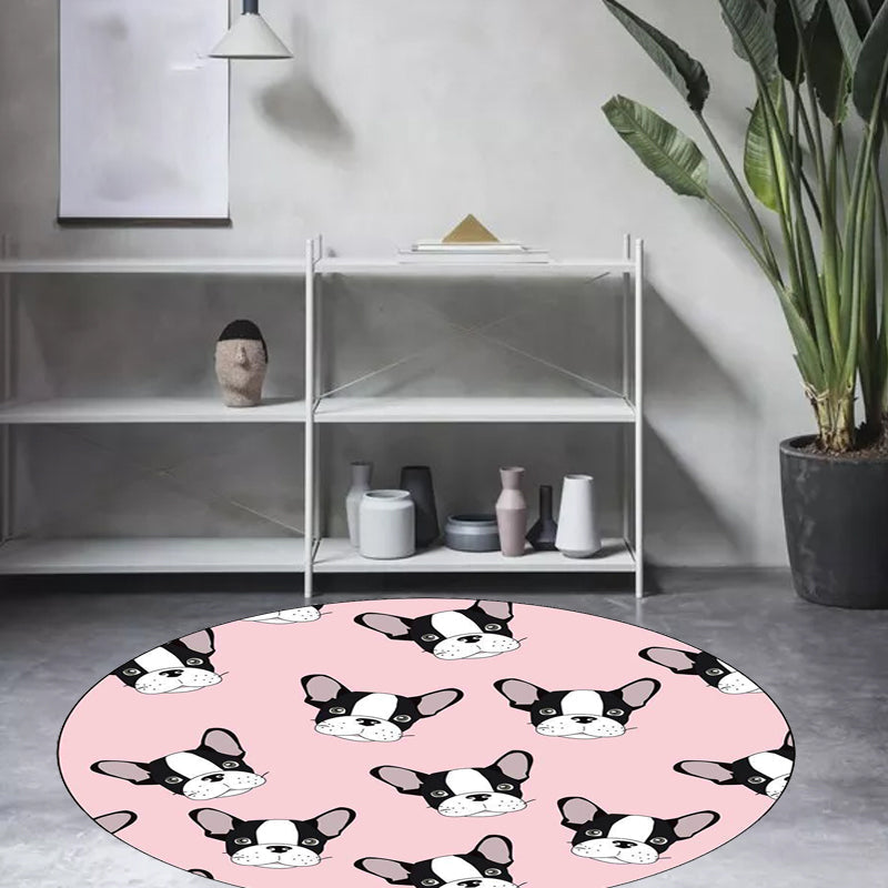 Kids Bedroom Rug in Brown and Pink Animal Dog Cat Print Rug Polyester Non-Slip Backing Area Rug - Clearhalo - 'Area Rug' - 'Rug' - 1648851