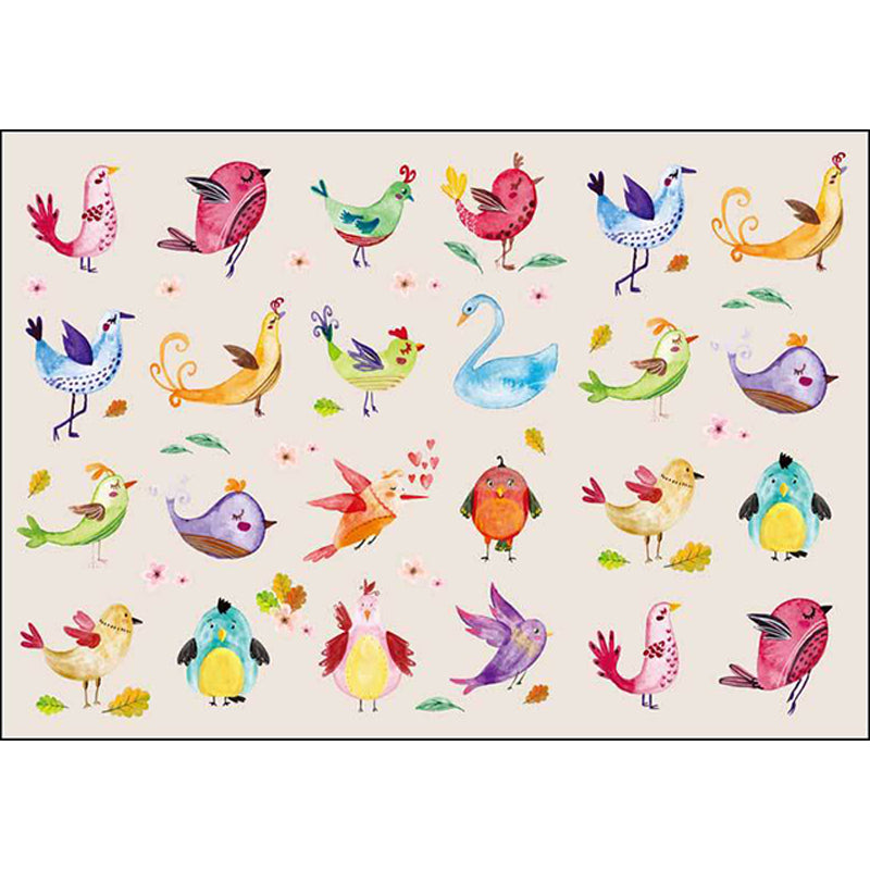 Ivory Child's Room Rug Kids Animal Panda Bird Pattern Area Rug Polyester Anti-Slip Machine Washable Carpet - Clearhalo - 'Area Rug' - 'Rug' - 1648879