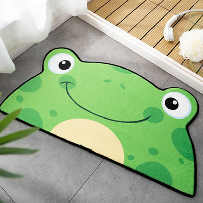 Irregular Nursery Rug Orange and Green Kids Animal Frog Cat Bear Pattern Area Rug Polyester Pet Friendly Carpet
