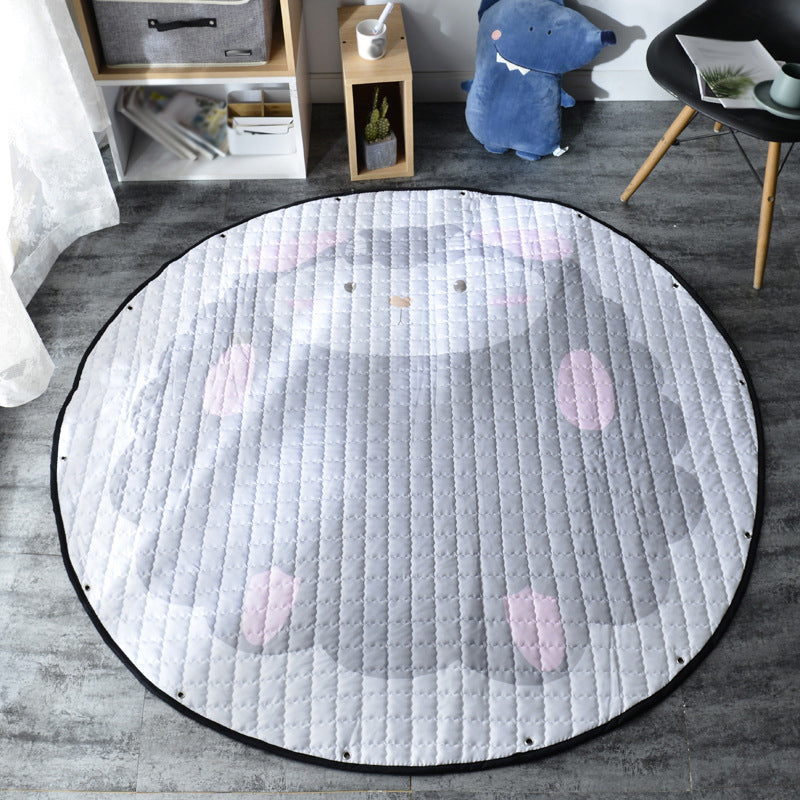 Kids Bedroom Rug in Pink and Grey Animal Unicorn Rabbit Sheep Print Rug Polyester Machine Washable Area Rug - Grey - 4'11" x 4'11" - Clearhalo - 'Area Rug' - 'Rug' - 1648902