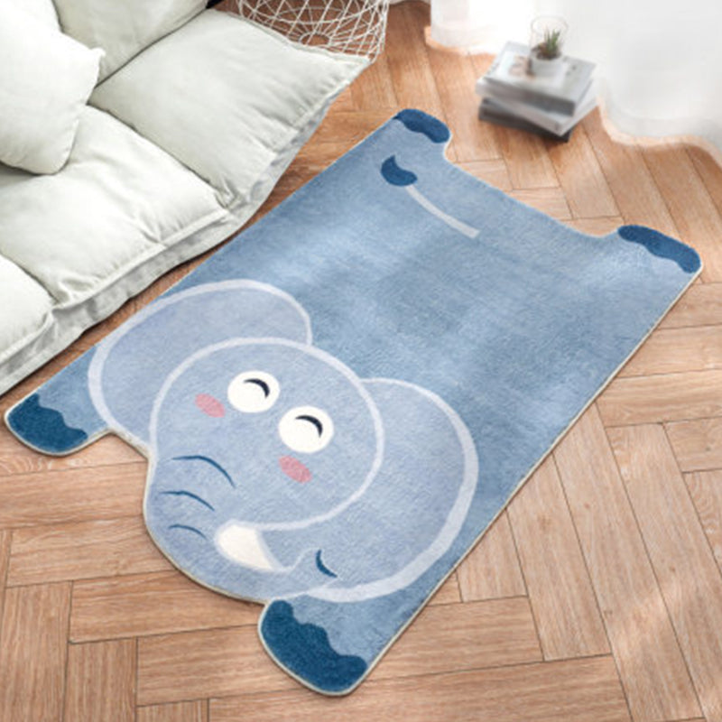 Unique Kids Irregular Rug in White and Pink Animal Lion Panda Pattern Rug Polyester Non-Slip Carpet for Children's Room Blue Clearhalo 'Area Rug' 'Rug' 1648905