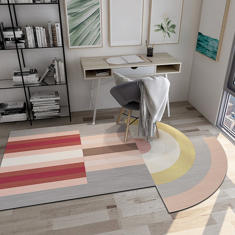 Modern Living Room Irregular Rug Colorful Color Block Pattern Rug Polyester Pet Friendly Area Rug - Grey - Clearhalo - 'Area Rug' - 'Rug' - 1648919