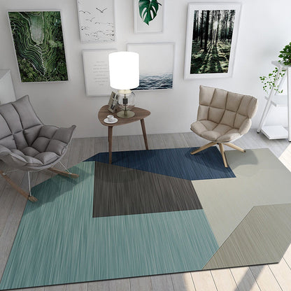 Modern Living Room Irregular Rug Colorful Color Block Pattern Rug Polyester Pet Friendly Area Rug - Blue - Clearhalo - 'Area Rug' - 'Rug' - 1648920