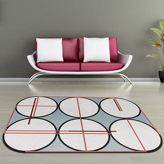 Simple Modern Irregular Rug in Grey Color Block Circle Print Area Rug Polyester Anti-Slip Backing Carpet for Home Decor Clearhalo 'Area Rug' 'Rug' 1648935