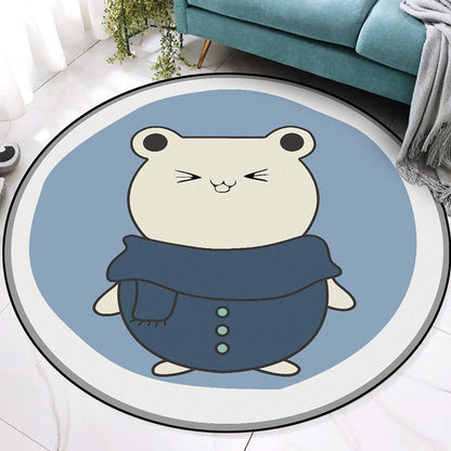 Blue Child's Room Rug Kids Animal Hamster Pattern Area Rug Polyester Stain-Resistant Carpet - Blue - Clearhalo - 'Area Rug' - 'Rug' - 1648967