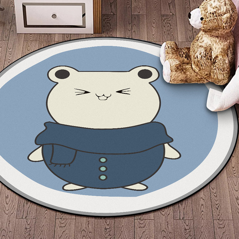 Blue Child's Room Rug Kids Animal Hamster Pattern Area Rug Polyester Stain-Resistant Carpet - Clearhalo - 'Area Rug' - 'Rug' - 1648968