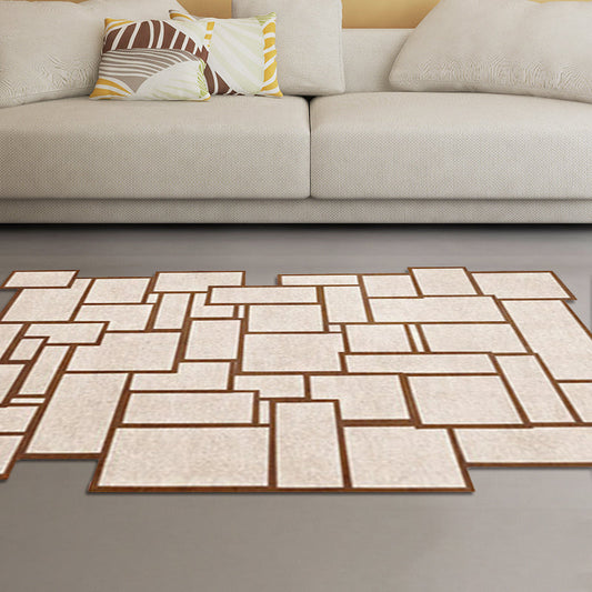 Irregular Bedroom Rug in Brown Modern Colorblock Rectangle Pattern Area Rug Polyester Anti-Slip Backing Carpet