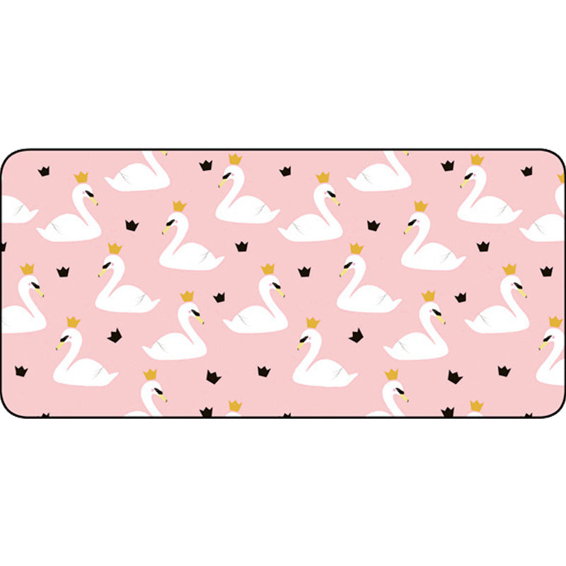 Casual Kids Rug in Pink Animal Swan Crown Pattern Rug Polyester Non-Slip Carpet for Children's Room - Clearhalo - 'Area Rug' - 'Rug' - 1649007