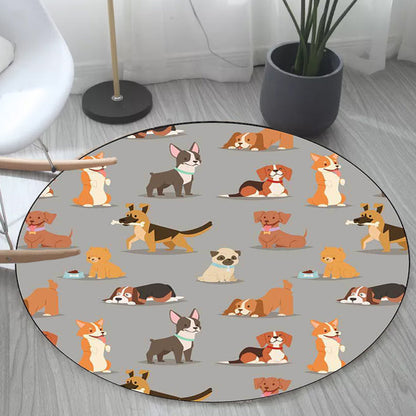 Unique Kids Rug in White and Brown Animal Dog Food Pattern Rug Polyester Stain-Resistant Carpet for Nursery Grey Clearhalo 'Area Rug' 'Rug' 1649081