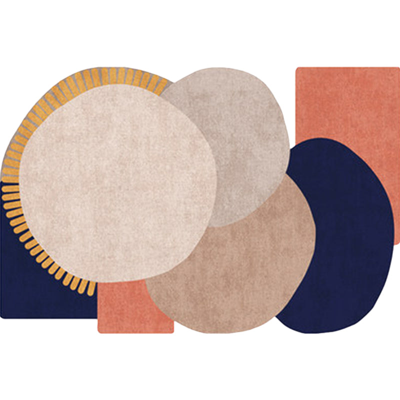 Modern Living Room Irregular Rug in Brown and Blue Color Block Circle Pattern Rug Polyester Pet Friendly Area Rug - Clearhalo - 'Area Rug' - 'Rug' - 1649112