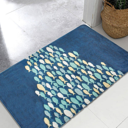 Cute Kids Rug in Blue Animal Fish Pattern Rug Polyester Anti-Slip Carpet for Children's Room