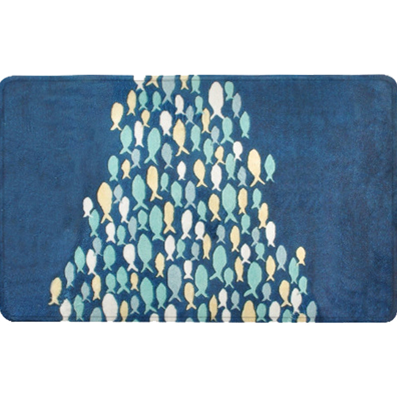 Cute Kids Rug in Blue Animal Fish Pattern Rug Polyester Anti-Slip Carpet for Children's Room