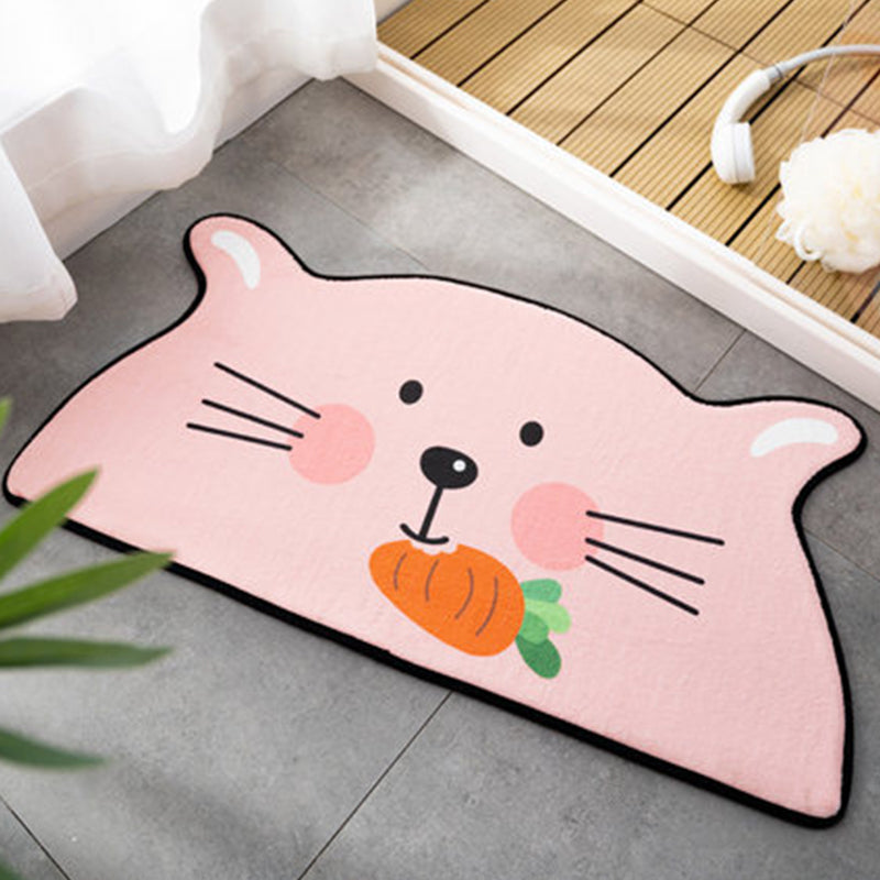 Kids Child's Room Irregular Rug in Pink and Orange Animal Tiger Lion Rabbit Print Rug Polyester Stain-Resistant Area Rug - Pink - 2' x 3'11" - Clearhalo - 'Area Rug' - 'Rug' - 1649240