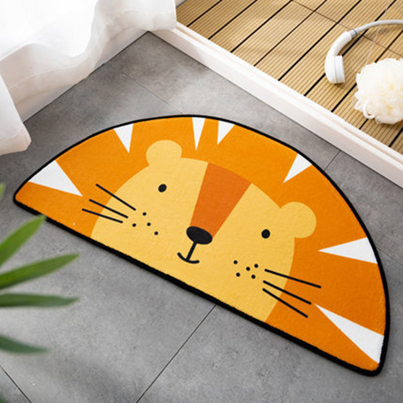 Kids Child's Room Irregular Rug in Pink and Orange Animal Tiger Lion Rabbit Print Rug Polyester Stain-Resistant Area Rug - Light Orange - 2' x 3'11" - Clearhalo - 'Area Rug' - 'Rug' - 1649244