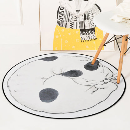 Simple Kids Rug in Grey and White Animal Cats Pattern Rug Polyester Stain-Resistant Carpet for Children's Room White Clearhalo 'Area Rug' 'Rug' 1649251