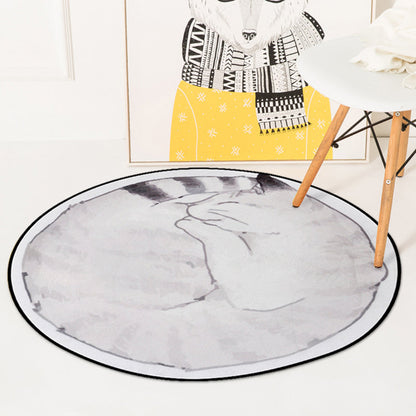 Simple Kids Rug in Grey and White Animal Cats Pattern Rug Polyester Stain-Resistant Carpet for Children's Room Light Gray Clearhalo 'Area Rug' 'Rug' 1649252