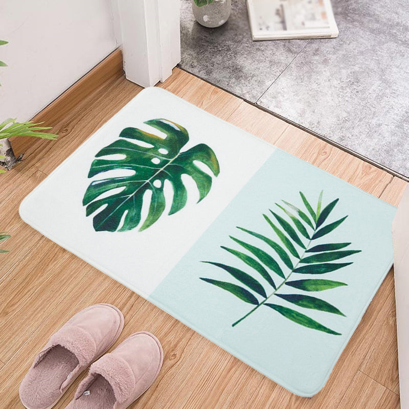 Green and Pink Nursery Rug Kids Botanical Leaf Potted Plants Pattern Area Rug Polyester Pet Friendly Carpet