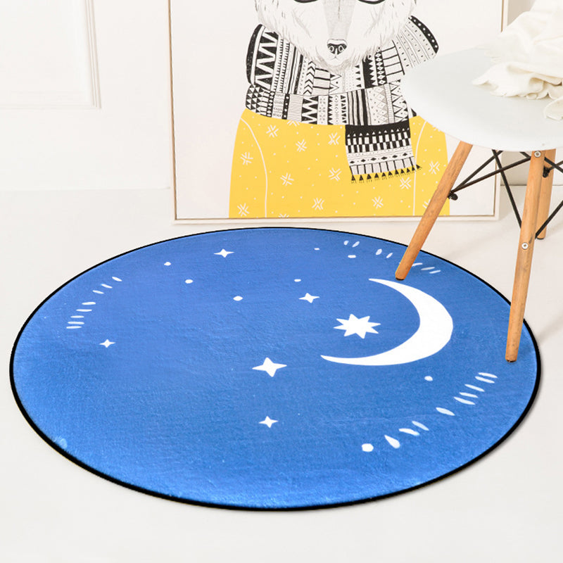 Simple Kids Rug in Pink and Blue Fairy Tales Rainy Sunset Moon Pattern Rug Polyester Washable Carpet for Children's Room Dark Blue Clearhalo 'Area Rug' 'Rug' 1649272