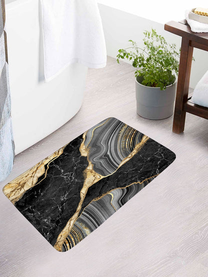 4pc Marble Pattern Bath Rug And Shower Curtain