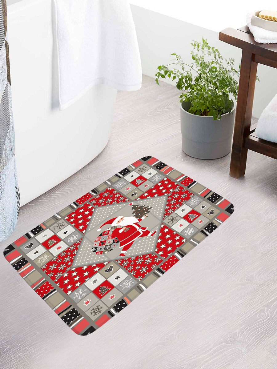 4pc Christmas Santa Claus Pattern Bath Rug And Shower Curtain - view 2