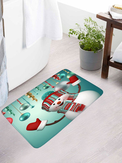 4pc Christmas Snowman Print Bath Rug And Shower Curtain