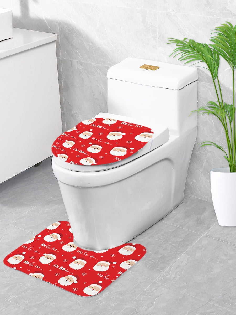 4pc Christmas Santa Claus Bath Rug And Shower Curtain - view 2