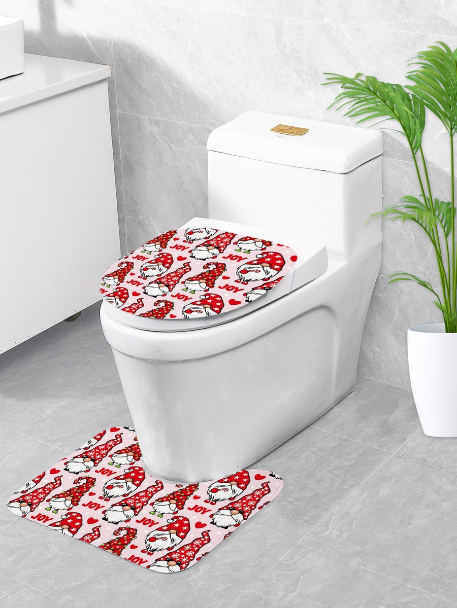 4pc Christmas Gnome Pattern Bath Rug And 1pc Shower Curtain - view 4