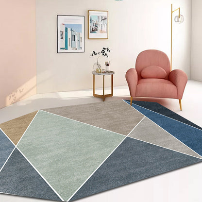 Blue and Brown Irregular Rug Bedroom Novelty Color Block Pattern Area Rug Polyester Pet Friendly Carpet - Clearhalo - 'Area Rug' - 'Rug' - 1692521