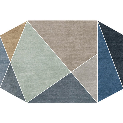 Blue and Brown Irregular Rug Bedroom Novelty Color Block Pattern Area Rug Polyester Pet Friendly Carpet - Clearhalo - 'Area Rug' - 'Rug' - 1692522