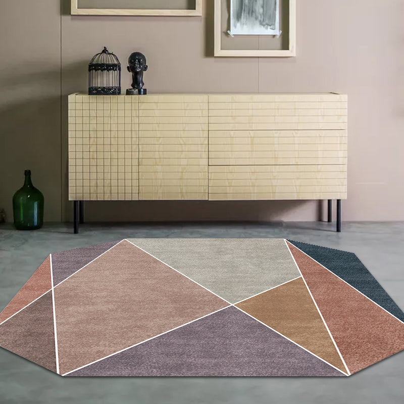 Blue and Brown Irregular Rug Bedroom Novelty Color Block Pattern Area Rug Polyester Pet Friendly Carpet - Clearhalo - 'Area Rug' - 'Rug' - 1692529