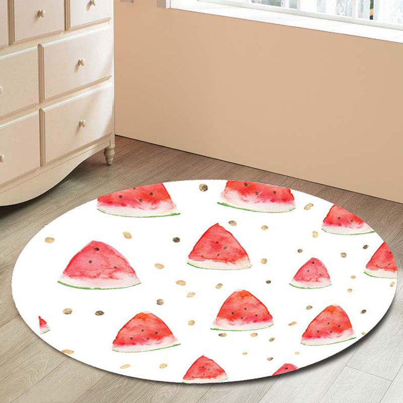 Kids Child's Room Rug in Green Food & Beverage Watermelon Kiwi Fruit Candy Print Rug Polyester Non-Slip Area Rug - White - Clearhalo - 'Area Rug' - 'Rug' - 1692698