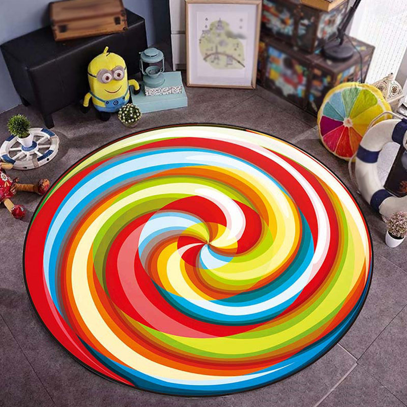 Kids Child's Room Rug in Green Food & Beverage Watermelon Kiwi Fruit Candy Print Rug Polyester Non-Slip Area Rug - Yellow-Red - Clearhalo - 'Area Rug' - 'Rug' - 1692704