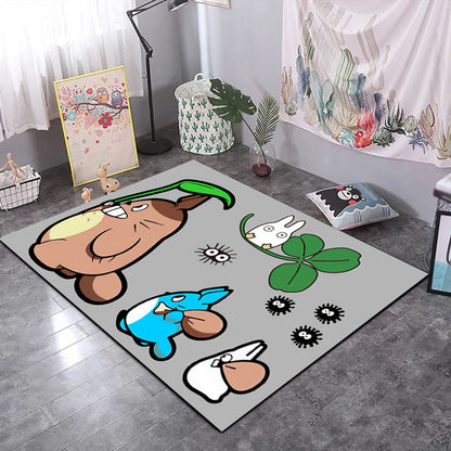 Casual Kids Rug in Black and Grey Animal Tiger Deer Pattern Rug Polyester Pet Friendly Carpet for Children's Room