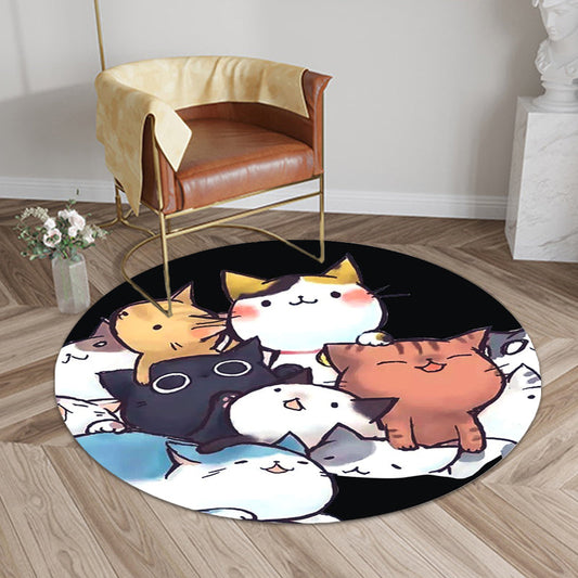 Kids Child's Room Rug in Black and White Animal Cats Print Rug Polyester Anti-Slip Backing Area Rug - Clearhalo - 'Area Rug' - 'Rug' - 1693090